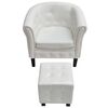 vidaXL Sillón con taburete cuero sintético blanco