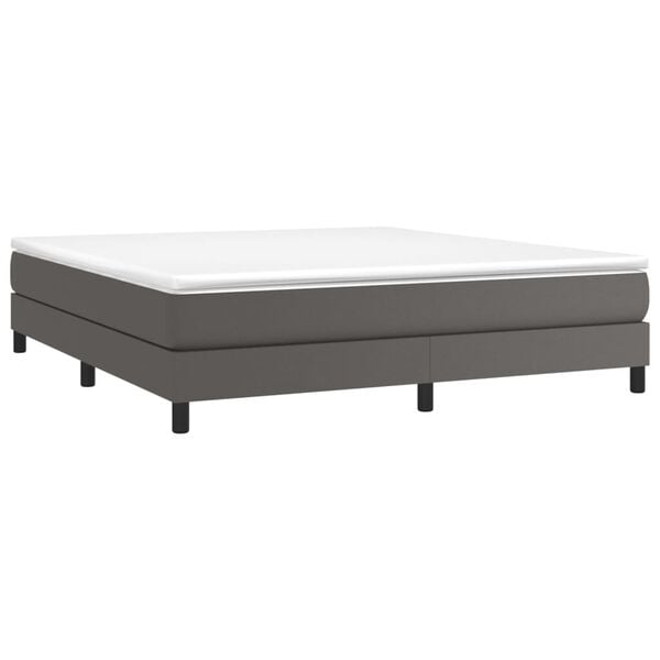 vidaXL Cama box spring con colch&oacute;n cuero sint&eacute;tico gris 180x200 cm