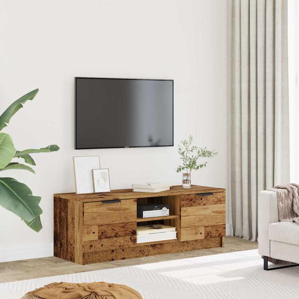 vidaXL Mueble de TV madera contrachapada madera antigua 102x35x36,5 cm