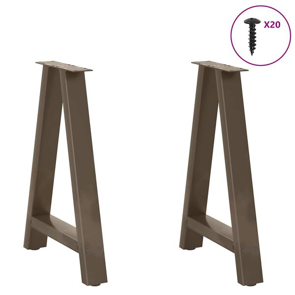 vidaXL Patas para mesa de comedor en forma de A (2 unidades, 50 x 72-73 cm, acero)