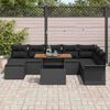vidaXL Conjunto de sof&aacute; de jard&iacute;n 9 pcs Negro Polirat&aacute;n
