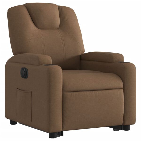vidaXL Sill&oacute;n el&eacute;ctrico reclinable elevable de tela marr&oacute;n