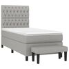 vidaXL Cama box spring con colch&oacute;n tela gris claro 90x190 cm