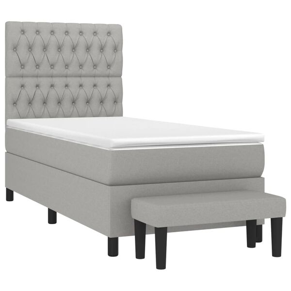 vidaXL Cama box spring con colch&oacute;n tela gris claro 90x190 cm
