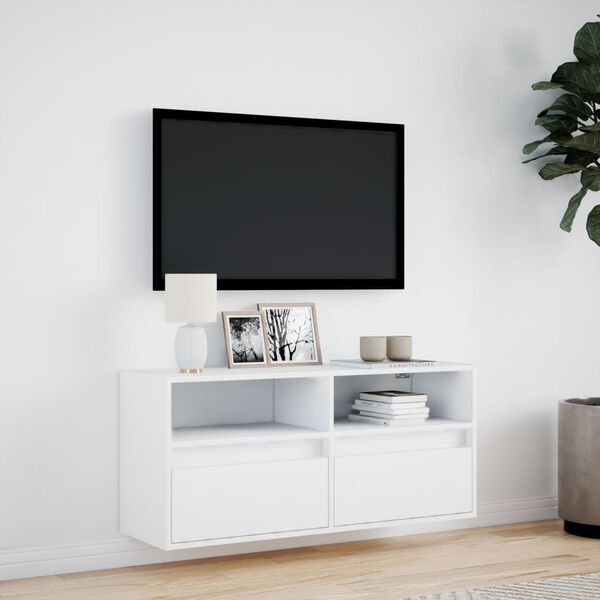 vidaXL Mueble de TV de pared con luces LED blanco 100x31x45 cm