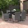 vidaXL Set comedor de jard&iacute;n 7 pzas y cojines rat&aacute;n sint&eacute;tico y vidrio