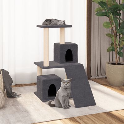 vidaXL Rascador para gatos con postes de sisal gris oscuro 82 cm