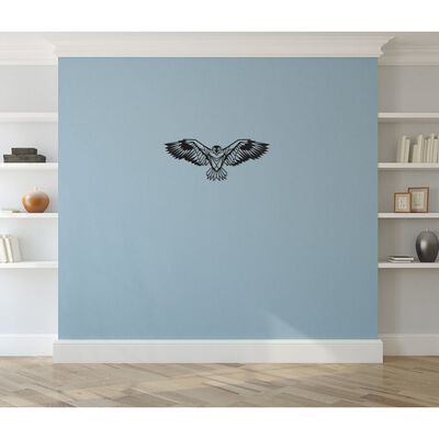 Homemania Adorno de pared Eagle acero negro 100x44 cm
