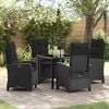 vidaXL Conjunto de Comedor de Jard&iacute;n 5 pcs Negro rat&aacute;n sint&eacute;tico