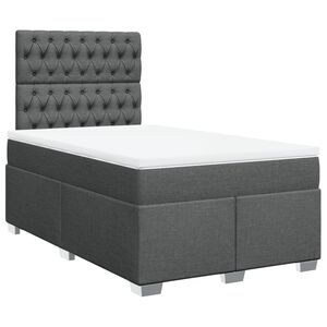 vidaXL Cama box spring con colch&oacute;n tela gris oscuro 120x200 cm