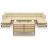 vidaXL Set de muebles de jard&iacute;n 9 pzs cojines madera pino marr&oacute;n miel