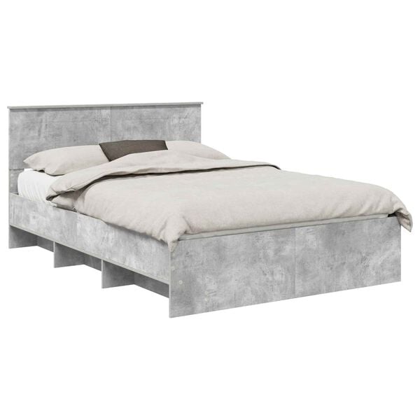 vidaXL Estructura de cama con cabecera Gris Concreto 150 x 200 cm