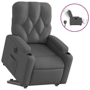 vidaXL Sill&oacute;n el&eacute;ctrico reclinable elevable de tela gris oscuro