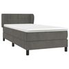 vidaXL Cama box spring con colch&oacute;n terciopelo gris oscuro 100x200 cm