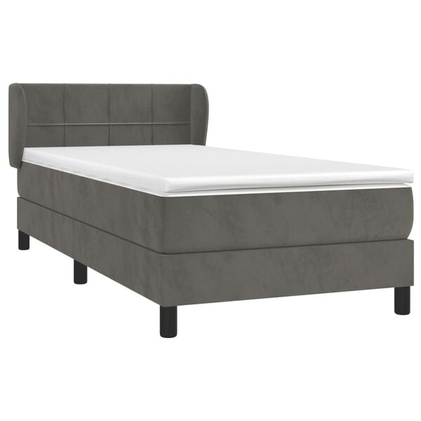 vidaXL Cama box spring con colch&oacute;n terciopelo gris oscuro 100x200 cm