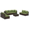 vidaXL Set muebles de jard&iacute;n 8 piezas y cojines rat&aacute;n sint&eacute;tico marr&oacute;n