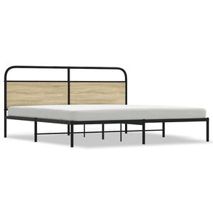 vidaXL Estructura de cama sin colch&oacute;n metal roble Sonoma 183x213 cm