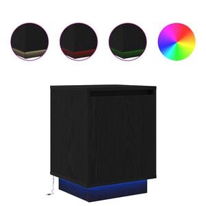 vidaXL Mesillas de noche con luces LED 2 uds negro 38x34x50 cm
