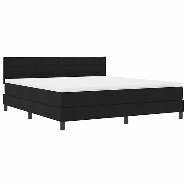 vidaXL Cama tipo Box Spring con colch&oacute;n Negro 180 x 200 cm tela