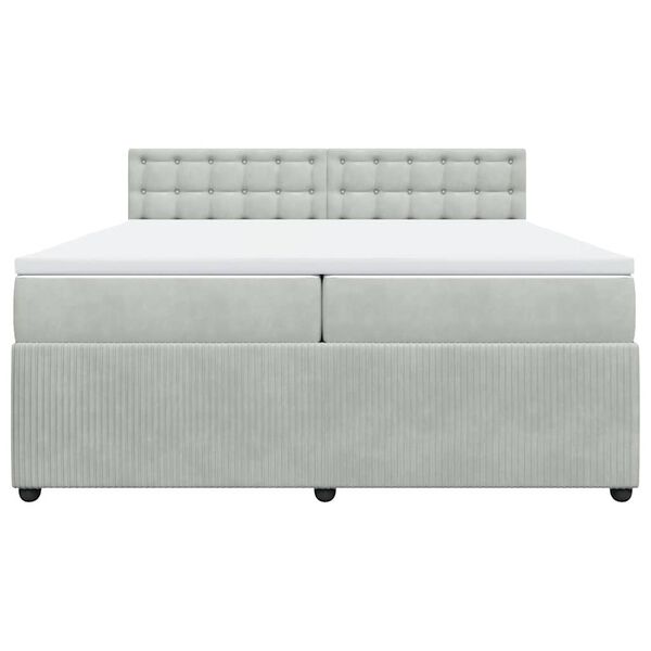 vidaXL Cama box spring con colch&oacute;n terciopelo gris claro 200x200 cm