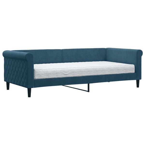 vidaXL Sof&aacute; cama con colch&oacute;n terciopelo azul 90x200 cm
