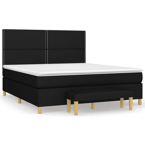vidaXL Cama box spring con colch&oacute;n tela negro 180x200 cm