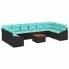 vidaXL Conjunto de sof&aacute;s de jard&iacute;n 11 pcs Negro rat&aacute;n sint&eacute;tico