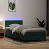 vidaXL Cama box spring con colch&oacute;n y LED terciopelo verde oscuro 100x220 cm