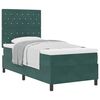 vidaXL Cama tipo Box Spring con colch&oacute;n Verde oscuro 90 x 200 cm tela