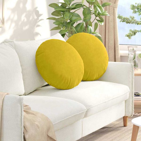 vidaXL Cojines para asiento 2 pcs Amarillo &Oslash; 40 x 13 cm Terciopelo