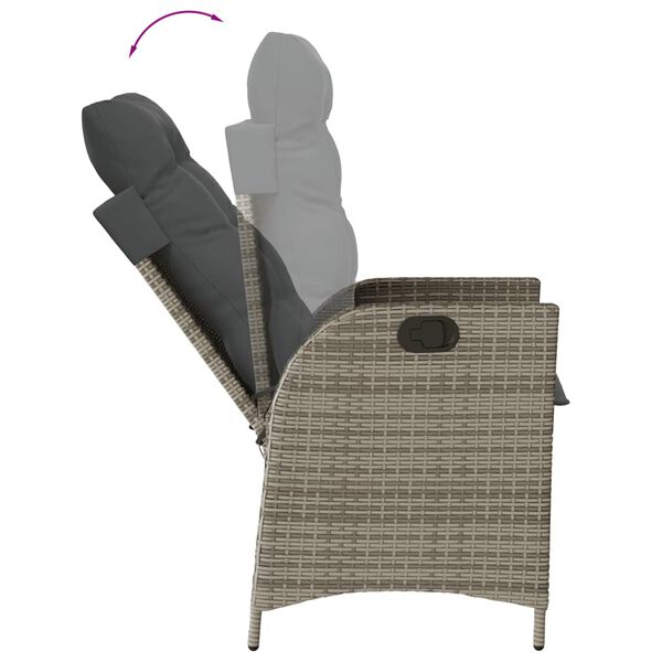 vidaXL Set comedor jard&iacute;n 7 pzas y cojines rat&aacute;n sint&eacute;tico gris