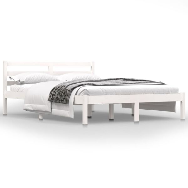 vidaXL Estructura de cama doble sin colch&oacute;n blanco 135x190 cm