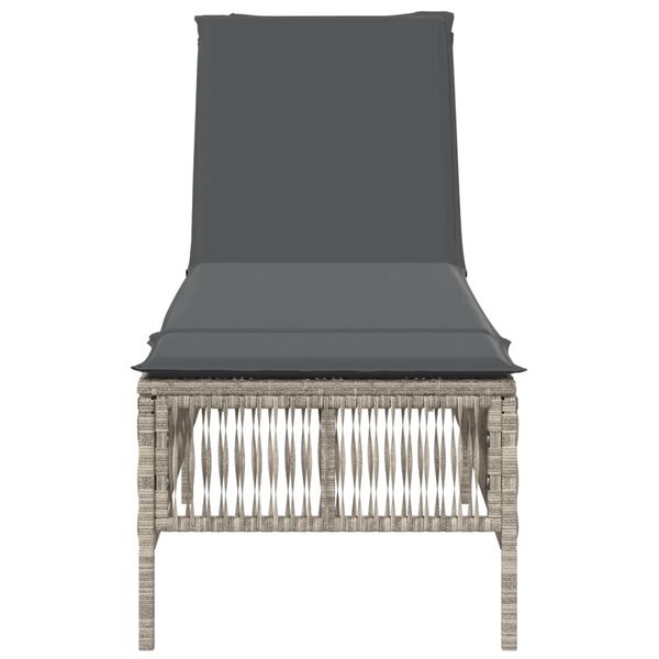 vidaXL Tumbona con cojín ratán sintético gris claro