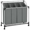 vidaXL Cesto de ropa con ruedas, 4 compartimentos, color gris