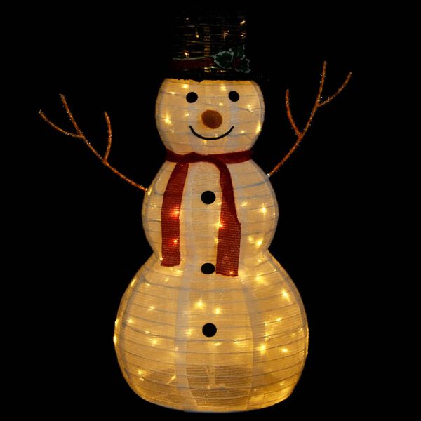 vidaXL Muñeco de nieve decorativo de Navidad con LED tela lujosa 90 cm