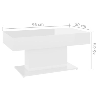 vidaXL Mesa de centro madera contrachapada blanco brillante 96x50x45cm