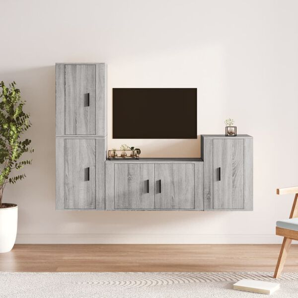 vidaXL Set de muebles para TV 4 pzas madera contrachapada gris Sonoma