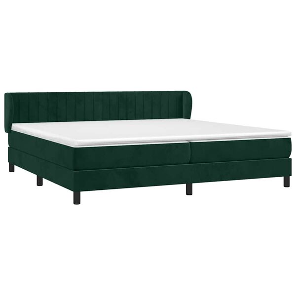 vidaXL Cama box spring con colch&oacute;n terciopelo verde oscuro 200x200 cm