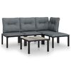 vidaXL Juego de muebles de jard&iacute;n 5 pzas rat&aacute;n sint&eacute;tico negro y gris