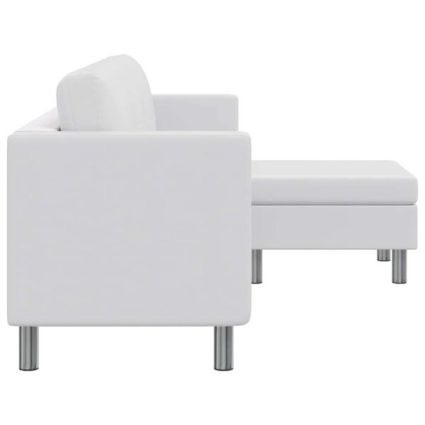 vidaXL Sofá seccional 3 plazas cuero artificial blanco