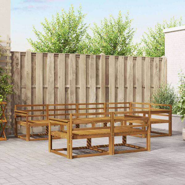 vidaXL Conjunto de sof&aacute;s de exterior 7 pcs Natural