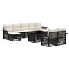 vidaXL Conjunto de sof&aacute;s de jard&iacute;n 10 uds. Negro y Blanco Crema
