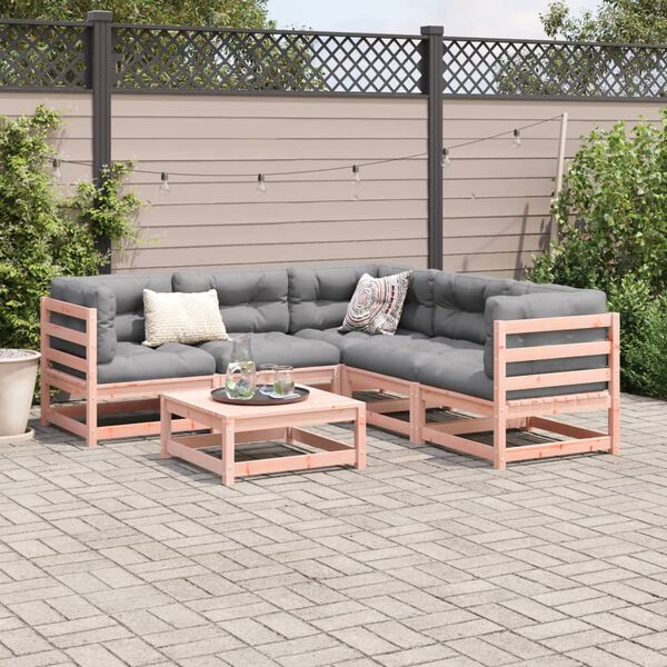 vidaXL Set de sof&aacute;s jard&iacute;n 6 pzas con cojines madera abeto Douglas
