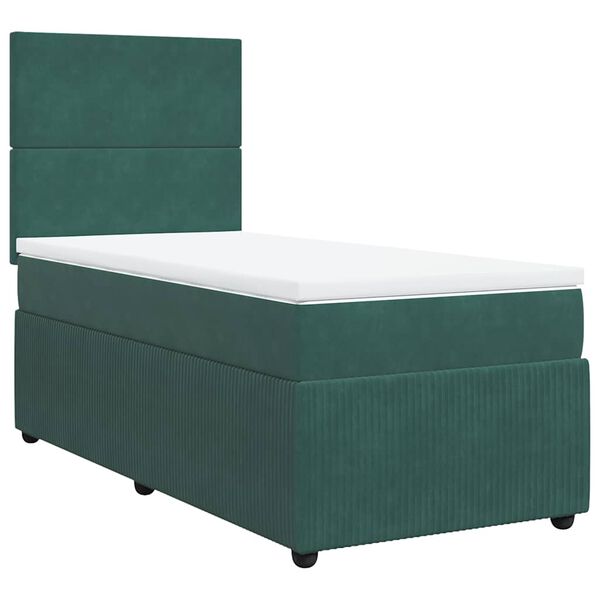 vidaXL Cama box spring con colch&oacute;n terciopelo verde oscuro 100x200 cm