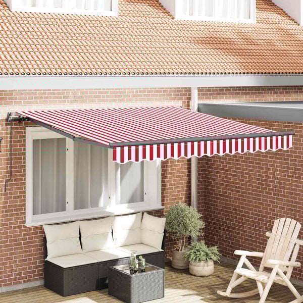 vidaXL Toldo Retr&aacute;ctil Manual Rojo y 300 x 250 cm Poli&eacute;ster y Acero