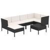 vidaXL Set muebles de jard&iacute;n 7 pzas y cojines rat&aacute;n sint&eacute;tico negro
