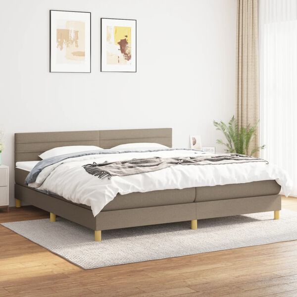 vidaXL Cama box spring con colch&oacute;n tela gris taupe 200x200 cm