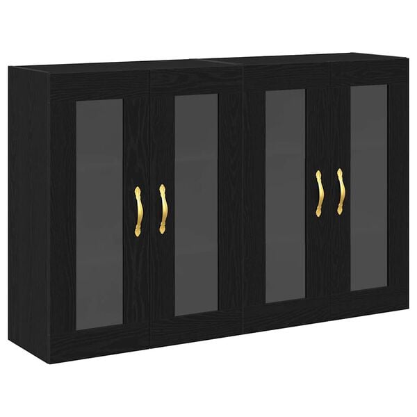 vidaXL Armarios de pared 2 pcs Roble Negro 69,5 x 34 x 90 cm