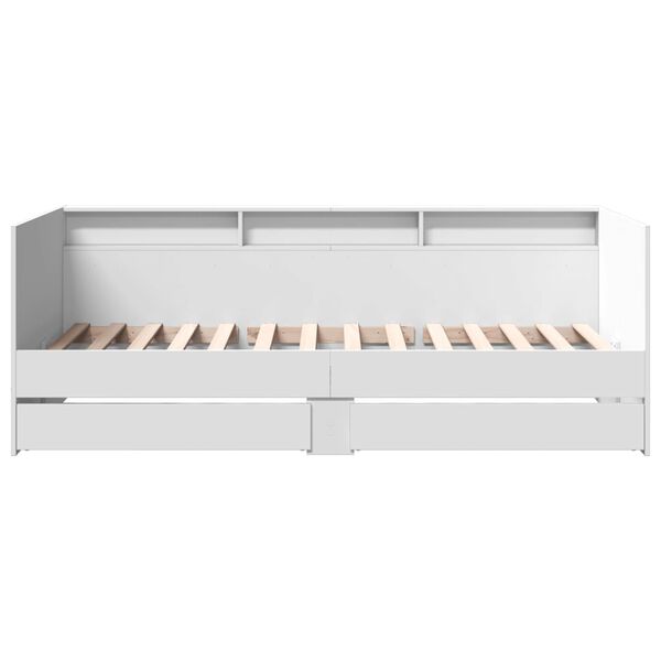 vidaXL Sofá cama con cajones sin colchón blanco 75x190 cm