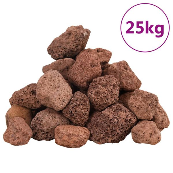 vidaXL Rocas volc&aacute;nicas rojas 25 kg 3-5 cm
